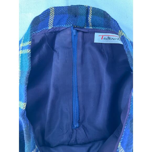 Talbots Women's sz 12 High Waisted Plaid Blue Green Yellow Skirt School Girl - Picture 10 of 12